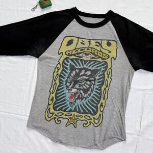 Obey Records Tattoo Baseball Tee - M